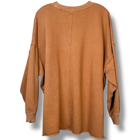 Aerie Down To Earth Oversized Crewneck Sweatshirt Mustard Tan Cotton size Large - Picture 4 of 7